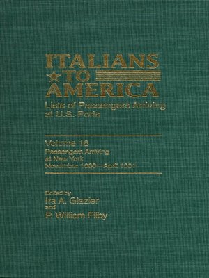 cover image of Italians to America, Volume 16 November 1900-April 1901